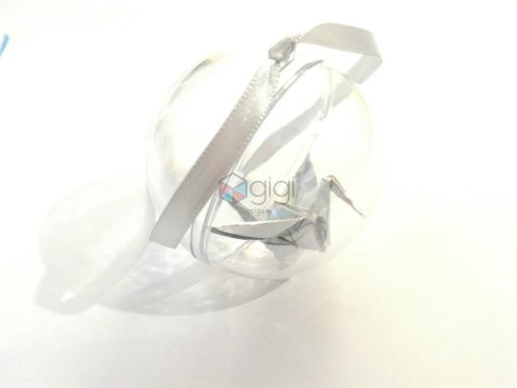 Bolinha de Natal - Tsuru Prateado