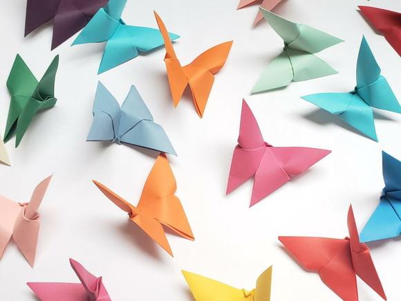 Borboletas Coloridas de Origami - 10 Unidades