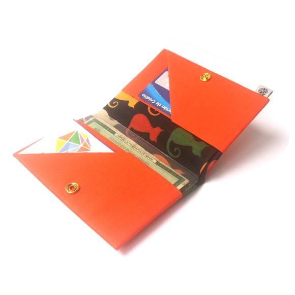 Carteira Slim - Laranja com Gatos