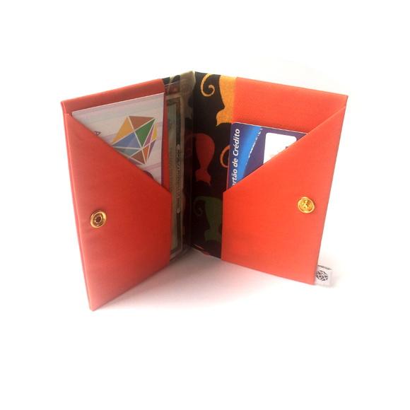 Carteira Slim - Laranja com Gatos