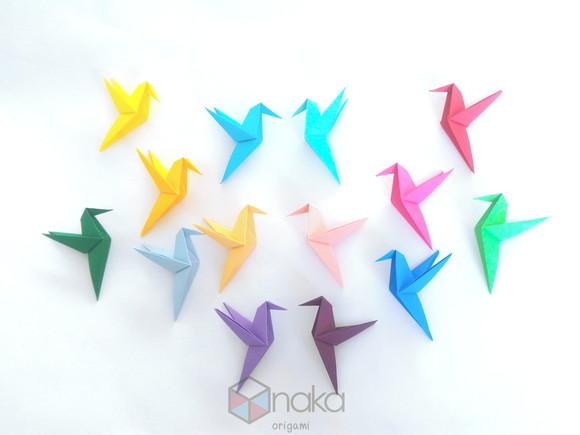 Kit 50x Beija Flores de Origami - Pronta Entrega