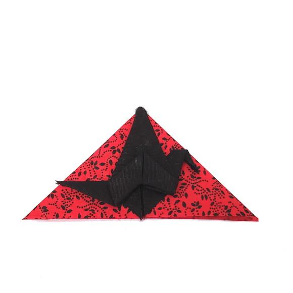 Marcador de Livro Tsuru - Flora vermelho e preto