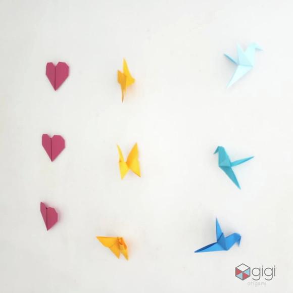 Origamis no Fio - 10 Fios com Origamis 7cm