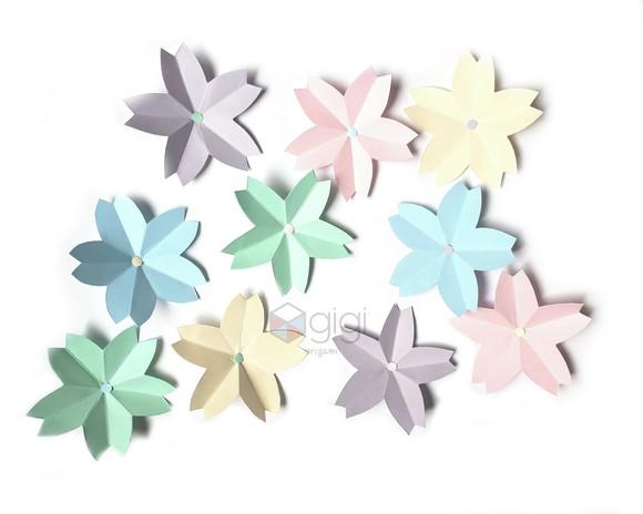 Sakura Flor de Cerejeira Colorida de Origami - 10 Unidades
