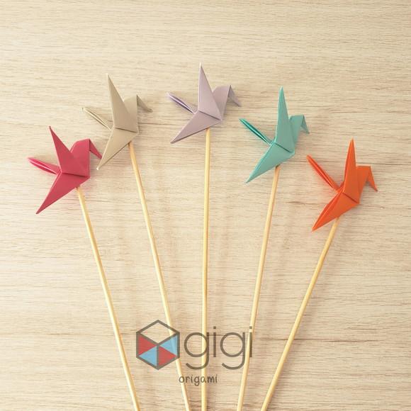 Toppers de Beija Flores de Origami para Bolos - 18 Unidades