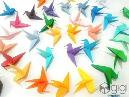 Beija Flor Colorido de Origami - 10 Unidades