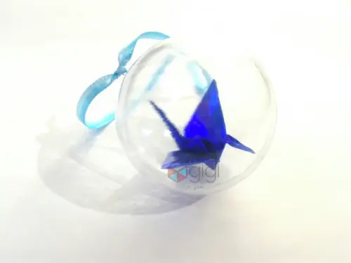 Bolinha de Natal - Tsuru Azul Metálico