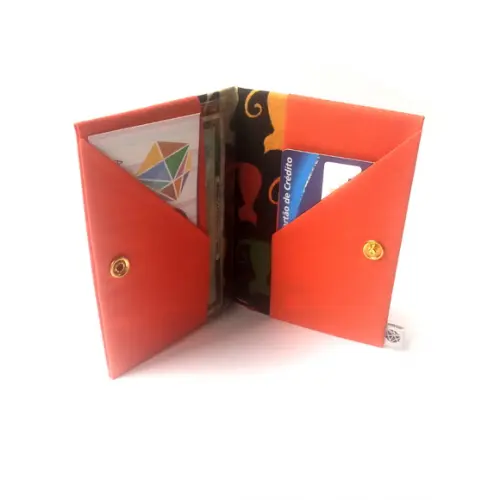 Carteira Slim - Laranja com Gatos