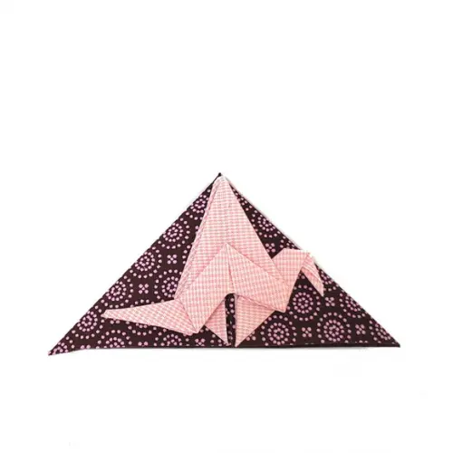 Marcador de Livro Tsuru - Poa rosa e marrom