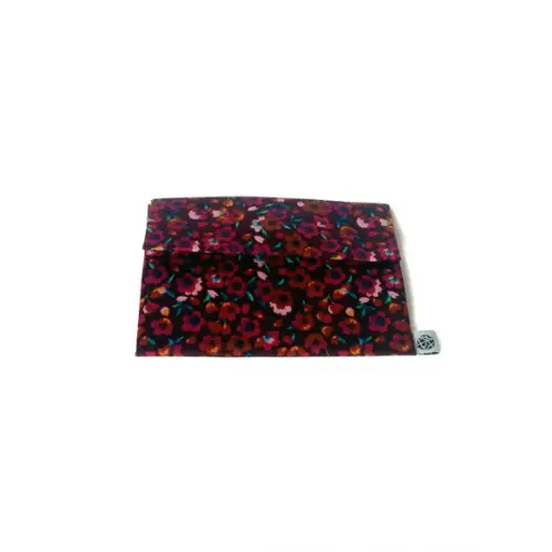 Porta Moedas/ID - Floral Vinho