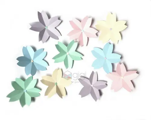 Sakura Flor de Cerejeira Colorida de Origami - 10 Unidades