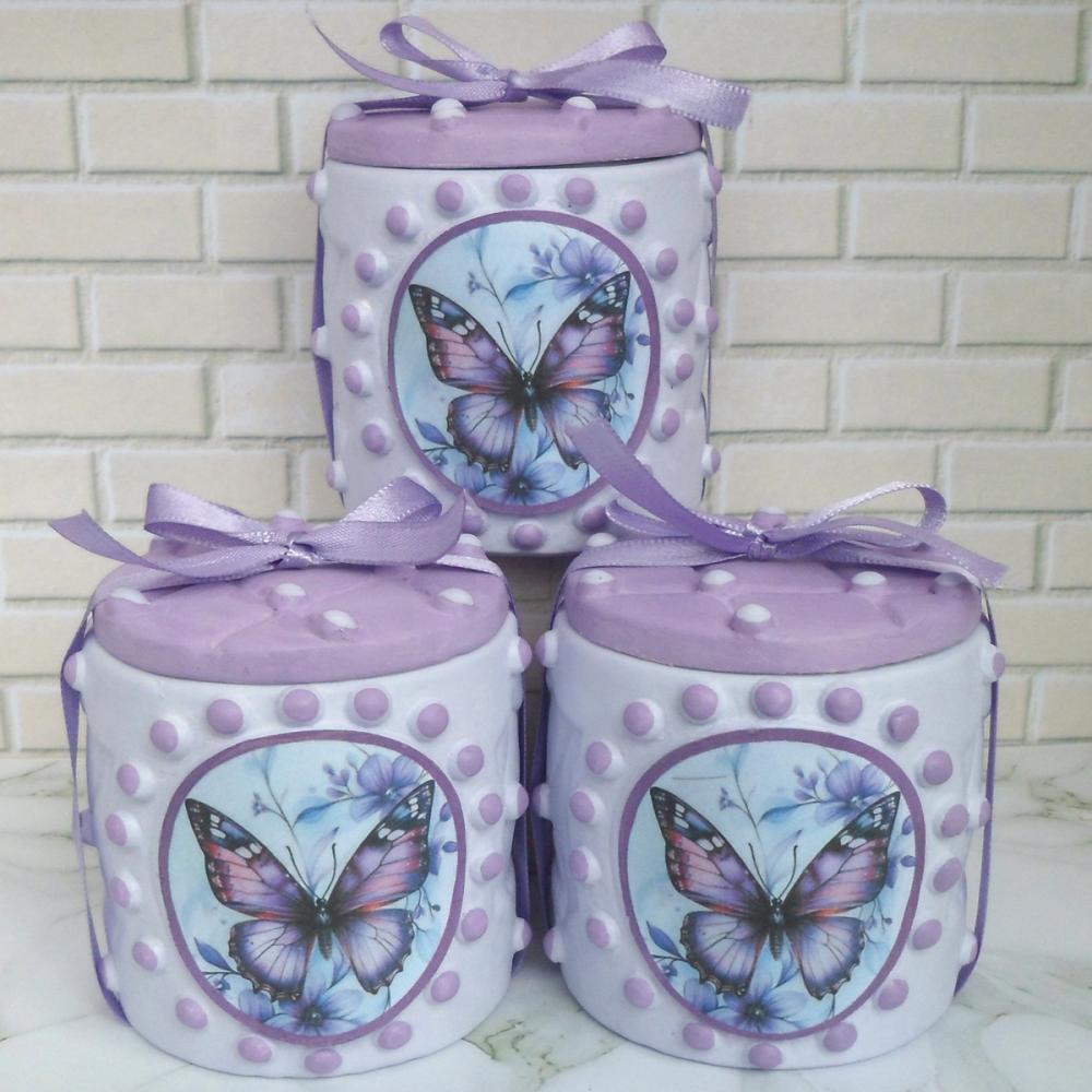 10 Lembrancinha Borboleta Lilás Caixinha De Gesso Para Festas
