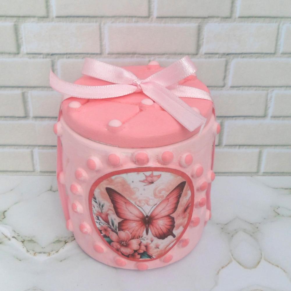 10 Lembrancinha Borboleta Rosa Caixinha De Gesso Para Festas