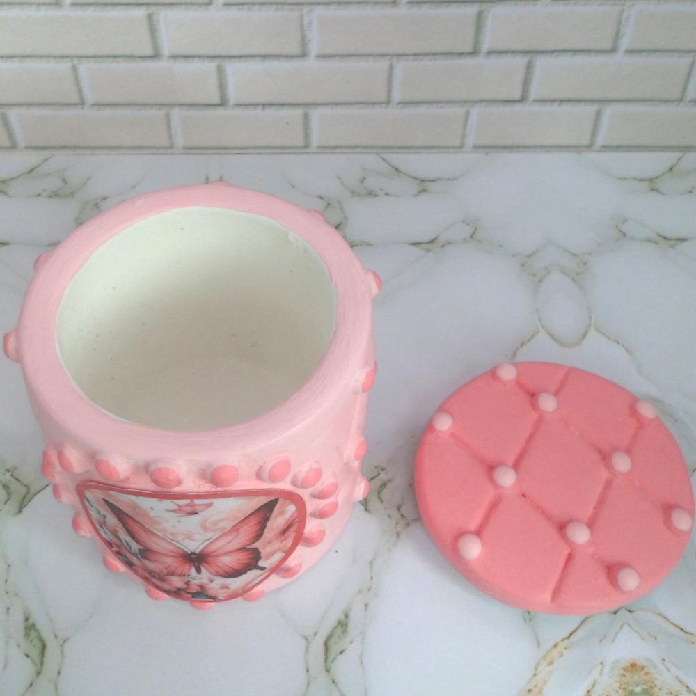 10 Lembrancinha Borboleta Rosa Caixinha De Gesso Para Festas
