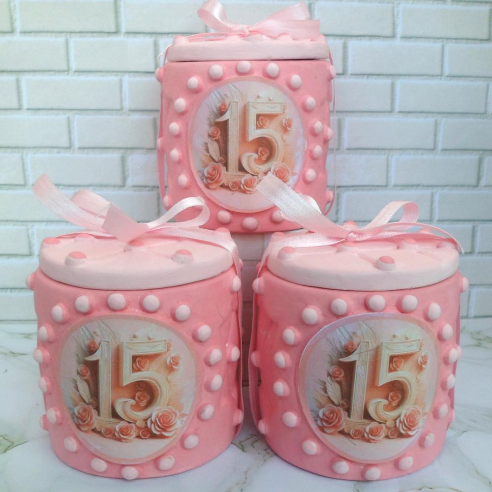 Lembrancinha 15 Anos Rosa Caixinha De Gesso Para Festas