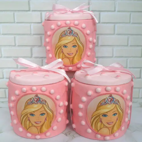 10 Lembrancinha Barbie Caixinha De Gesso 6,5 x 7 Cm Para Festas  E Aniversários