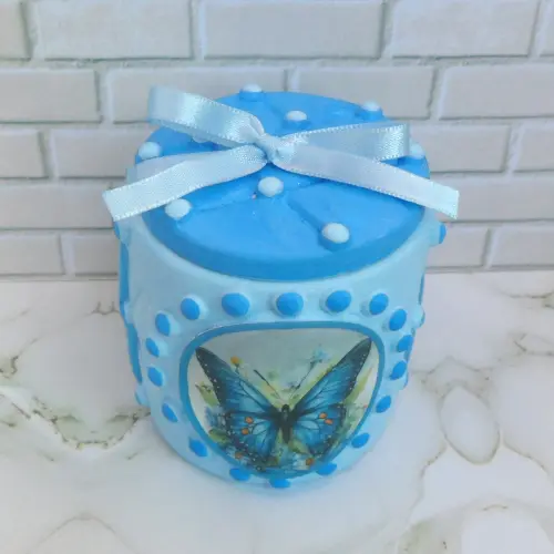 Lembrancinha Borboleta Azul Caixinha De Gesso Para Festas