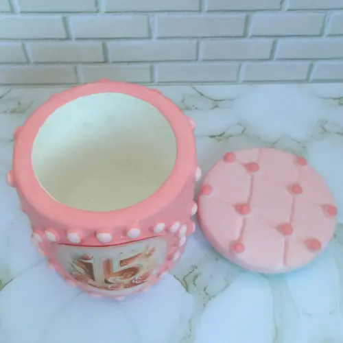 Lembrancinha 15 Anos Rosa Caixinha De Gesso Para Festas