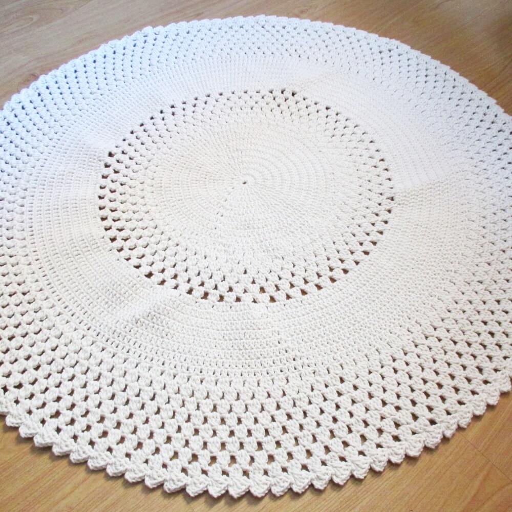 Tapete de Crochê Redondo 82 cm em Barbante 100% Algodão - Aconc