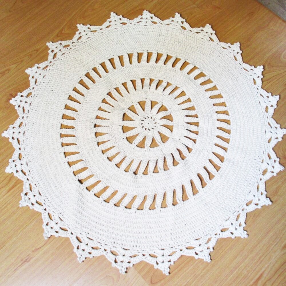 Tapete de Crochê Redondo 90 cm em Barbante 100% Algodão - Aconc