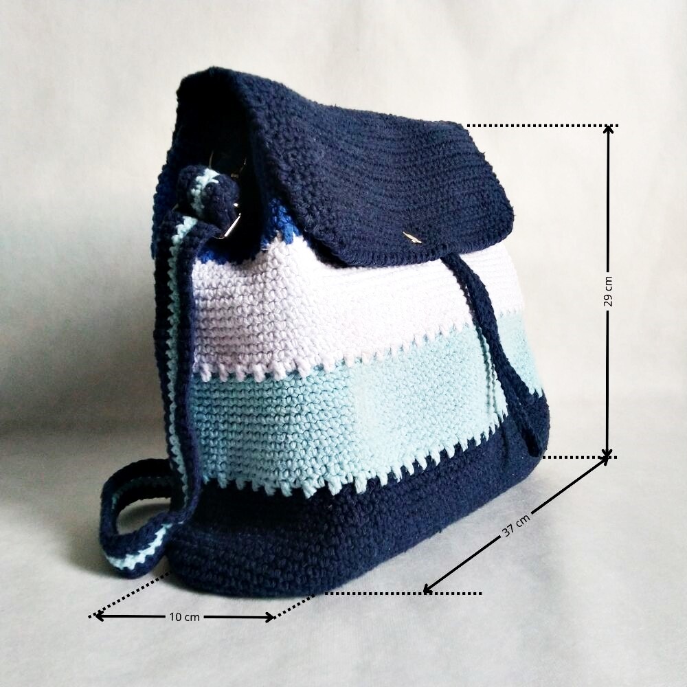 Bolsa Feminina Casual em Barbante Azul de Crochê - Presente Arte