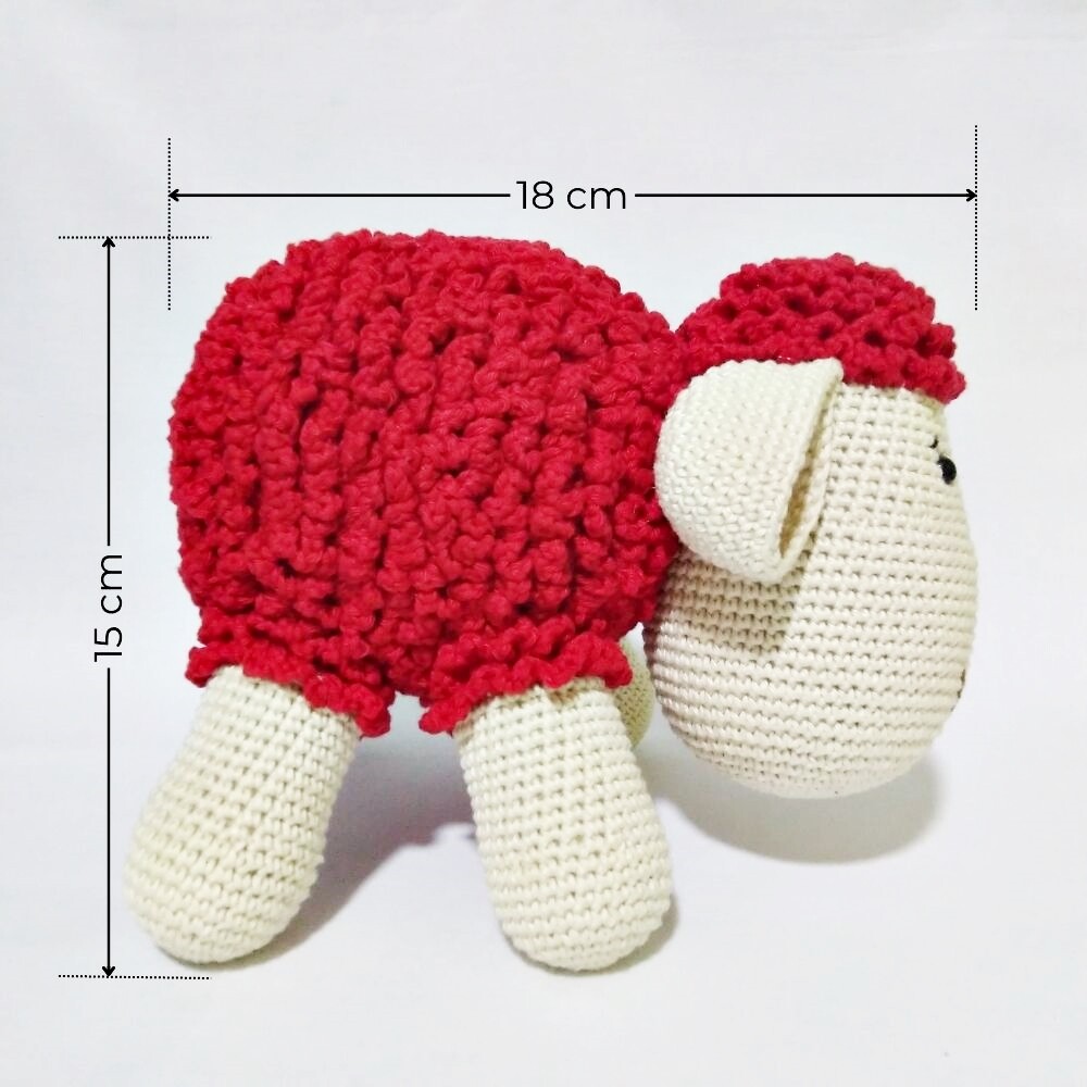 Amigurumi Ovelhinha Vermelha de Algodão - Decoração Quarto do 
