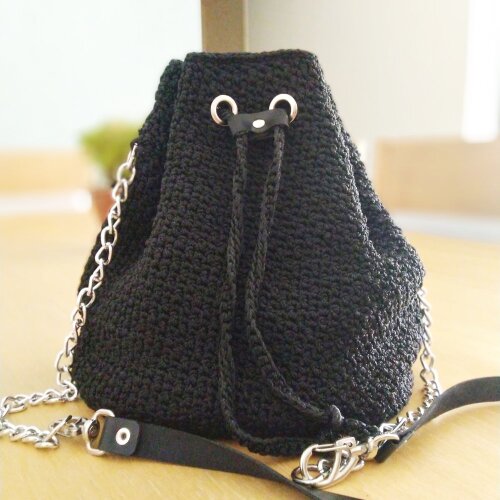 Bolsa Feminina Casual Personalizada Preta de Crochê - Presente Feito à Mão