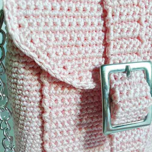 Bolsa Feminina Casual Pequena Rosa de Crochê - Presente Artesana