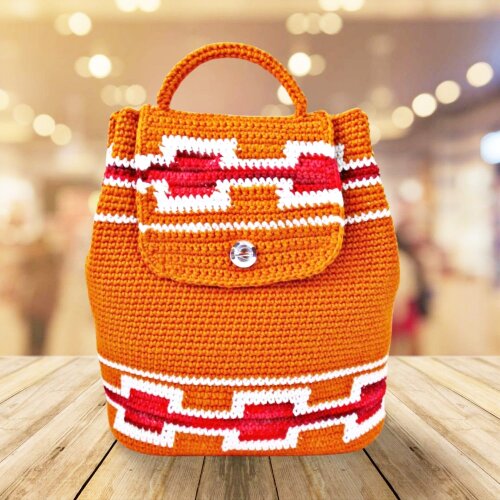 Bolsa Feminina em Barbante de Crochê - Mochila Personalizada