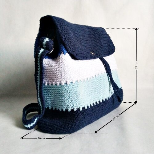Bolsa Feminina Casual em Barbante Azul de Crochê - Presente Arte