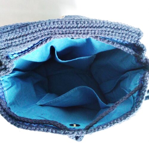 Bolsa Feminina Casual em Barbante Azul de Crochê - Presente Arte