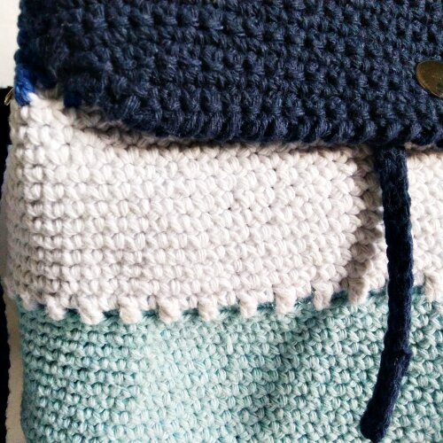 Bolsa Feminina Casual em Barbante Azul de Crochê - Presente Arte