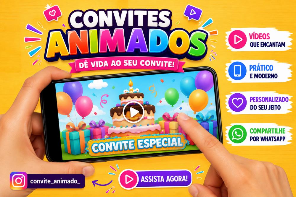 Convite Animado Fazemos qualquer tema