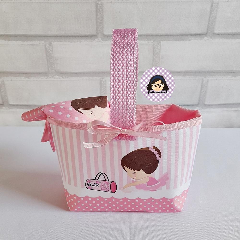 Kit 15 mini cestinhas e 15 toalhinhas Bailarina