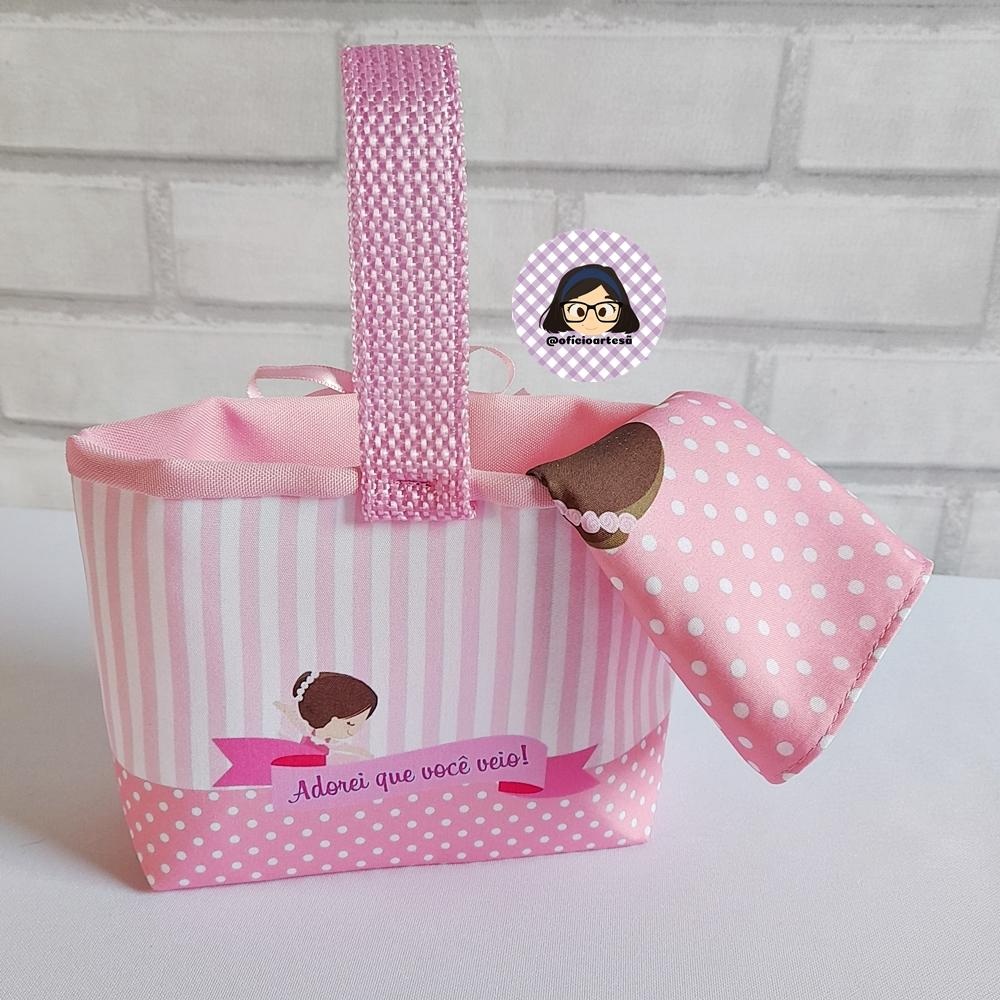 Kit 15 mini cestinhas e 15 toalhinhas Bailarina