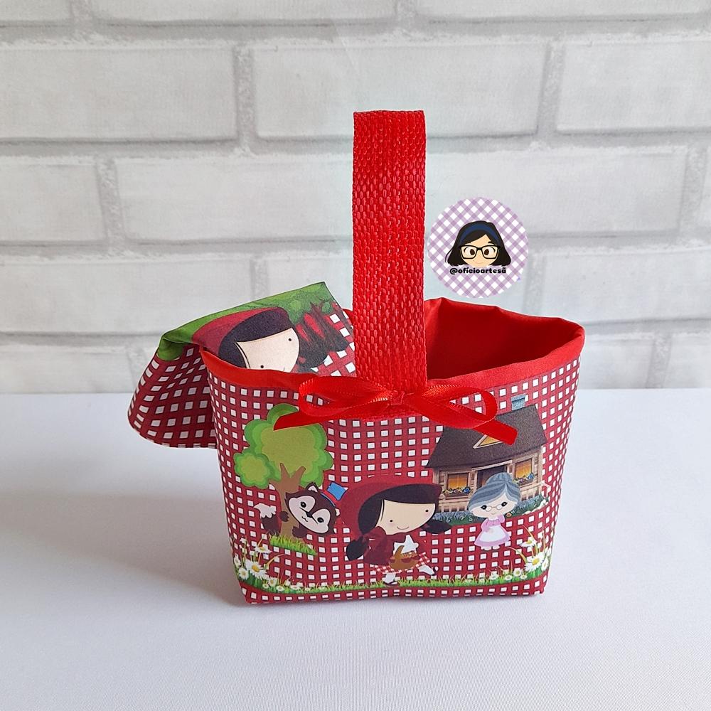 Kit 15 mini cestinhas e 15 toalhinhas Chapeuzinho Vermelho