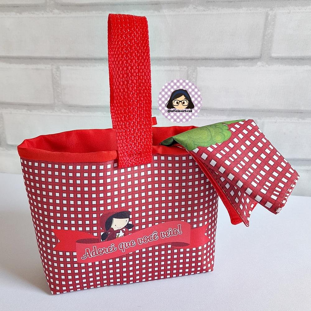 Kit 15 mini cestinhas e 15 toalhinhas Chapeuzinho Vermelho