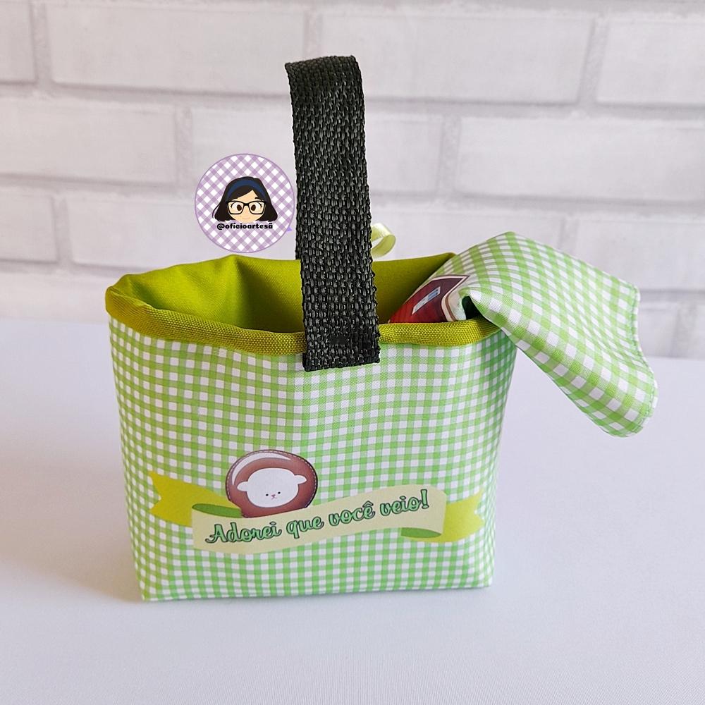 Kit 15 mini cestinhas e 15 toalhinhas Fazendinha Verde
