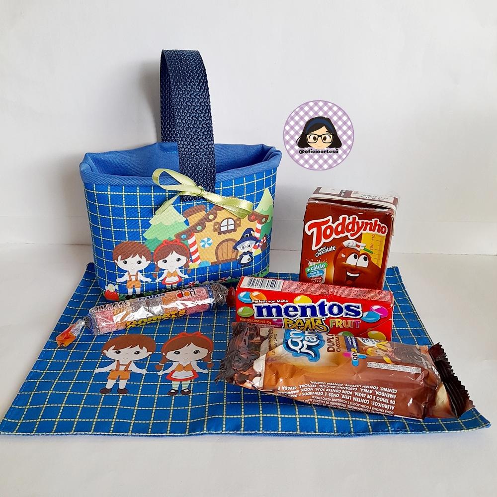 Kit 15 mini cestinhas e 15 toalhinhas João e Maria