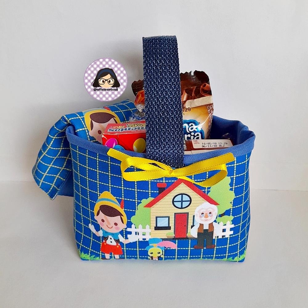 Kit 15 mini cestinhas e 15 toalhinhas Pinóquio