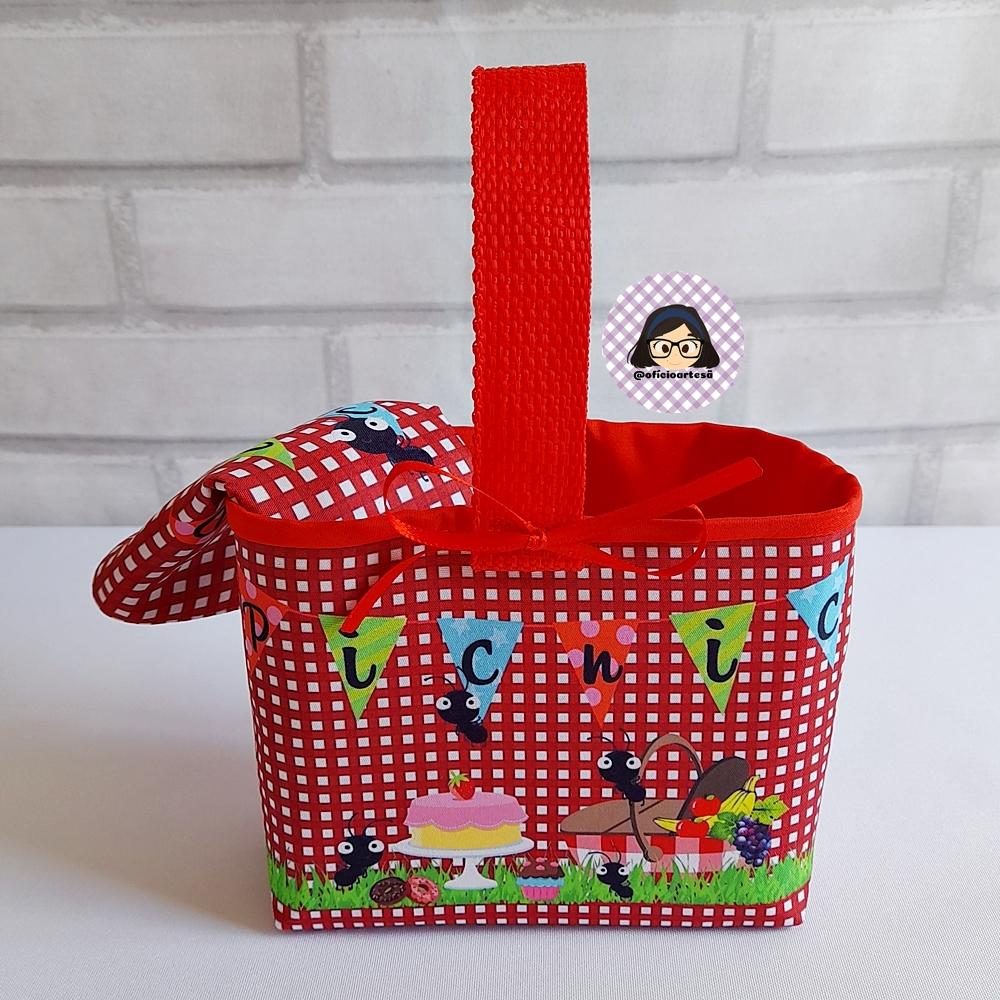 Kit 15 mini cestinhas e 15 toalhinhas Piquenique