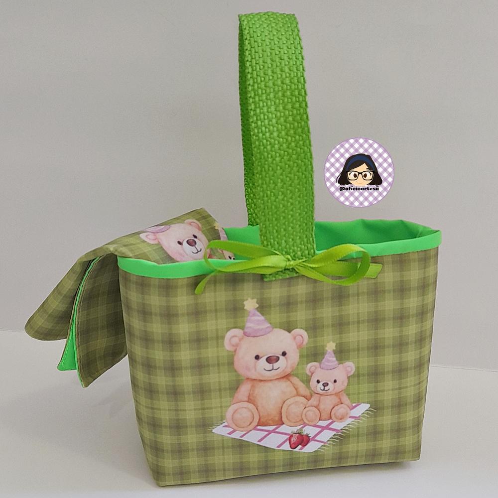 Kit 15 mini cestinhas e 15 toalhinhas Piquenique da Ursa