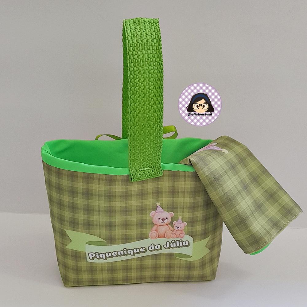 Kit 15 mini cestinhas e 15 toalhinhas Piquenique da Ursa