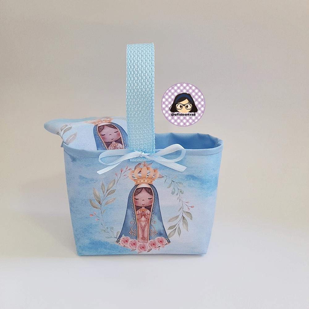 Kit 15 mini cestinhas e 15 toalhinhas Nossa Senhora Aparecida