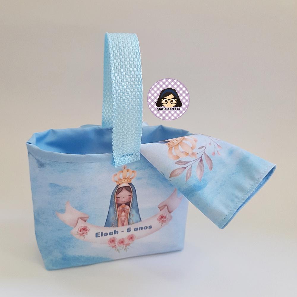 Kit 15 mini cestinhas e 15 toalhinhas Nossa Senhora Aparecida