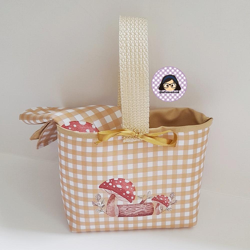 Kit 15 mini cestinhas e 15 toalhinhas Bosque Encantado Bege