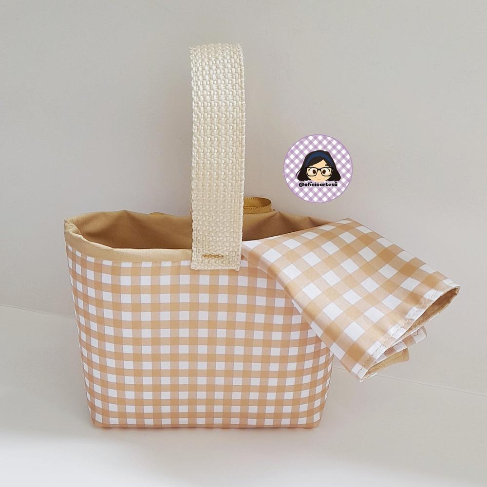 Kit 15 mini cestinhas e 15 toalhinhas Bosque Encantado Bege