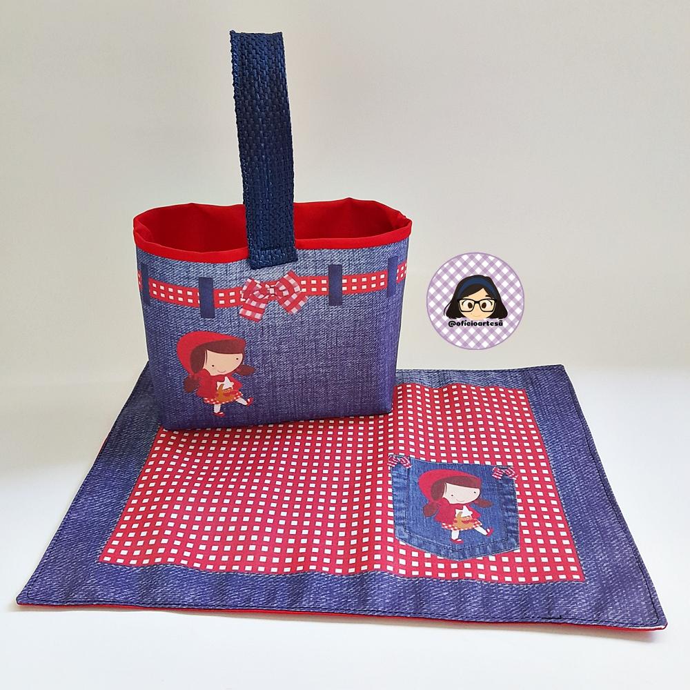 Kit 15 mini cestinhas e 15 toalhinhas Chapeuzinho Vermelho