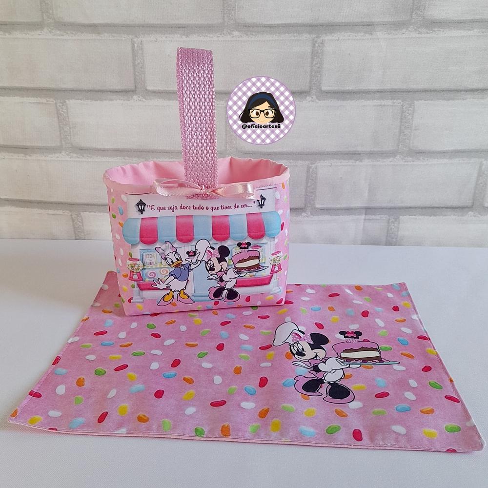 Kit 15 mini cestinhas e 15 toalhinhas Minnie Confeiteira