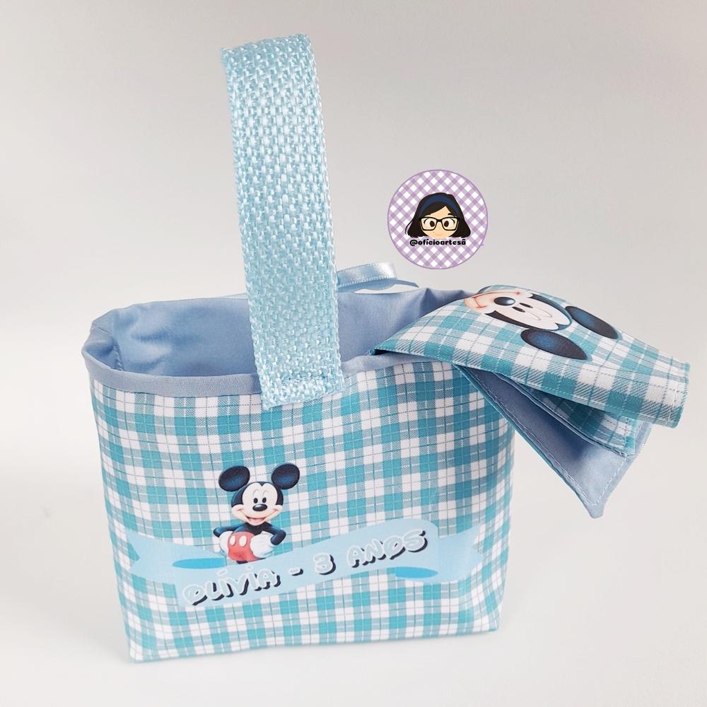 Kit 15 mini cestinhas e 15 toalhinhas Picnic do Mickey